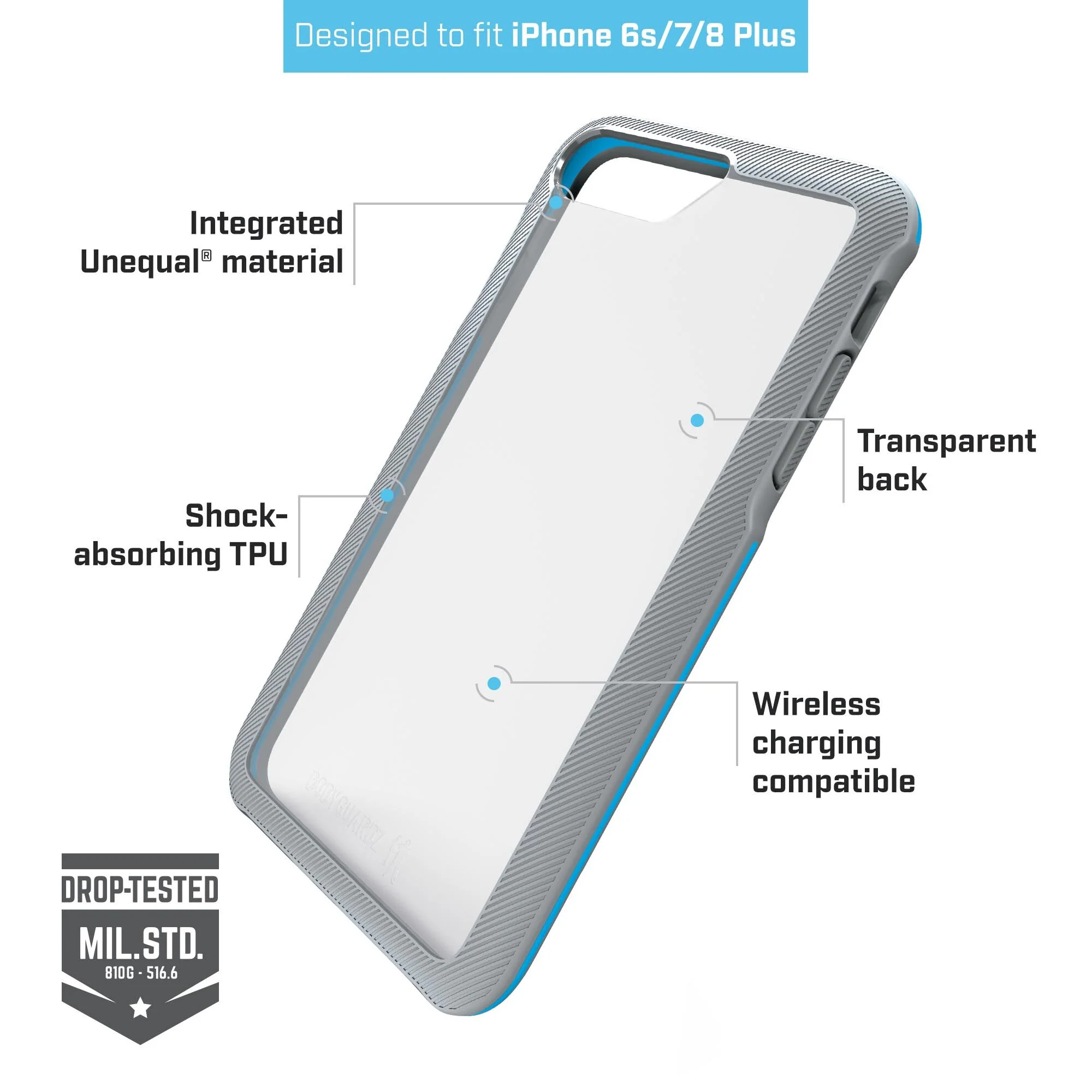 BodyGuardz Trainr Case with Unequal® Technology for Apple iPhone 8 Plus - Image 4